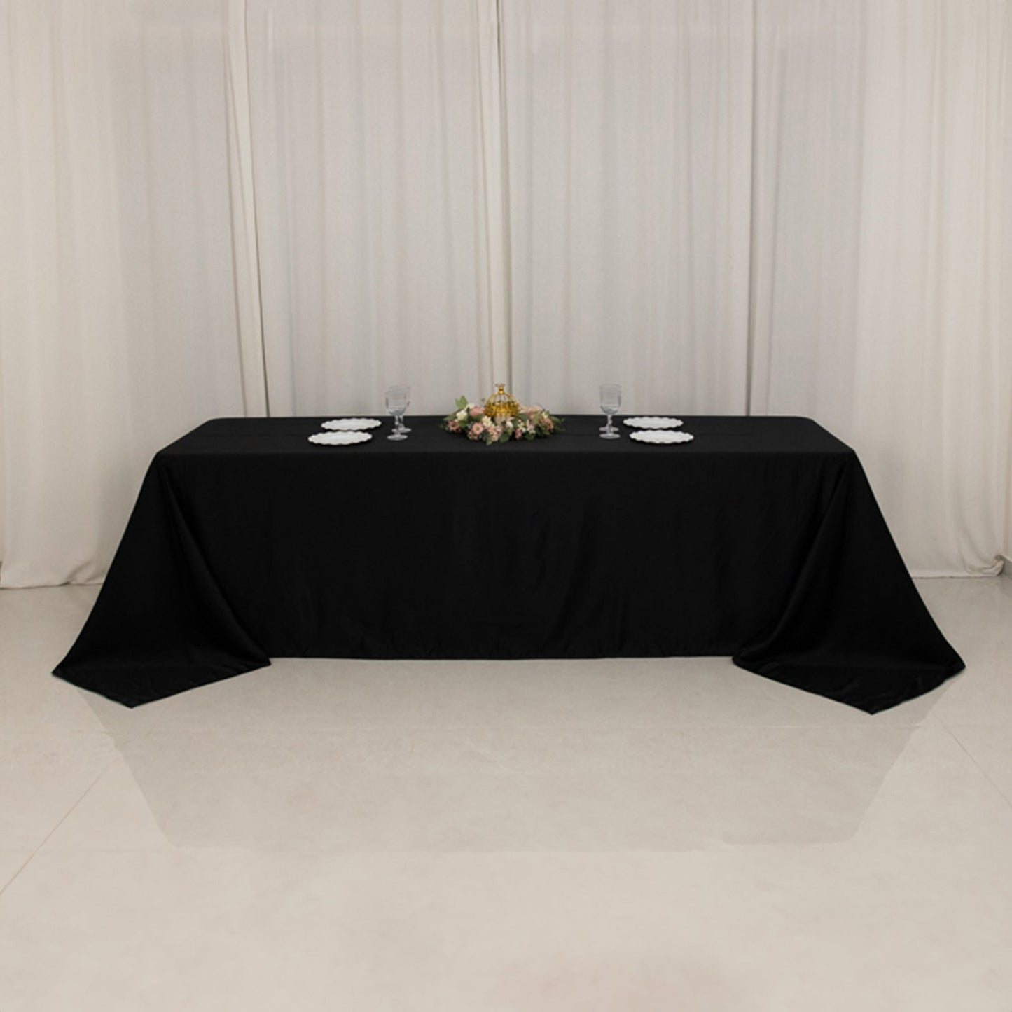 Lamour Satin 90"x156" Rectangle Tablecloth Black - Luxurious, Soft Seamless Table Cover for Stylish Settings