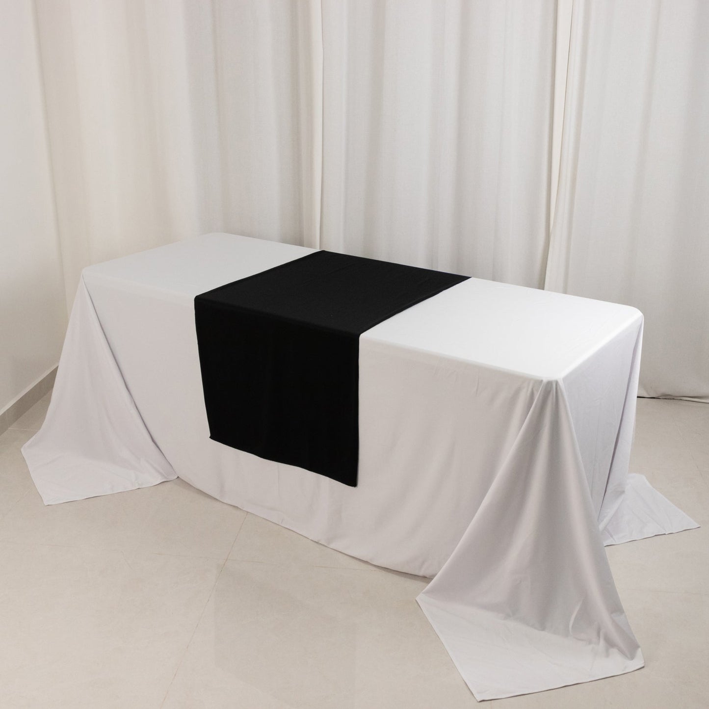 Scuba Polyester 24"x72" Wide Table Runner Black - Wrinkle-Free Table Linen