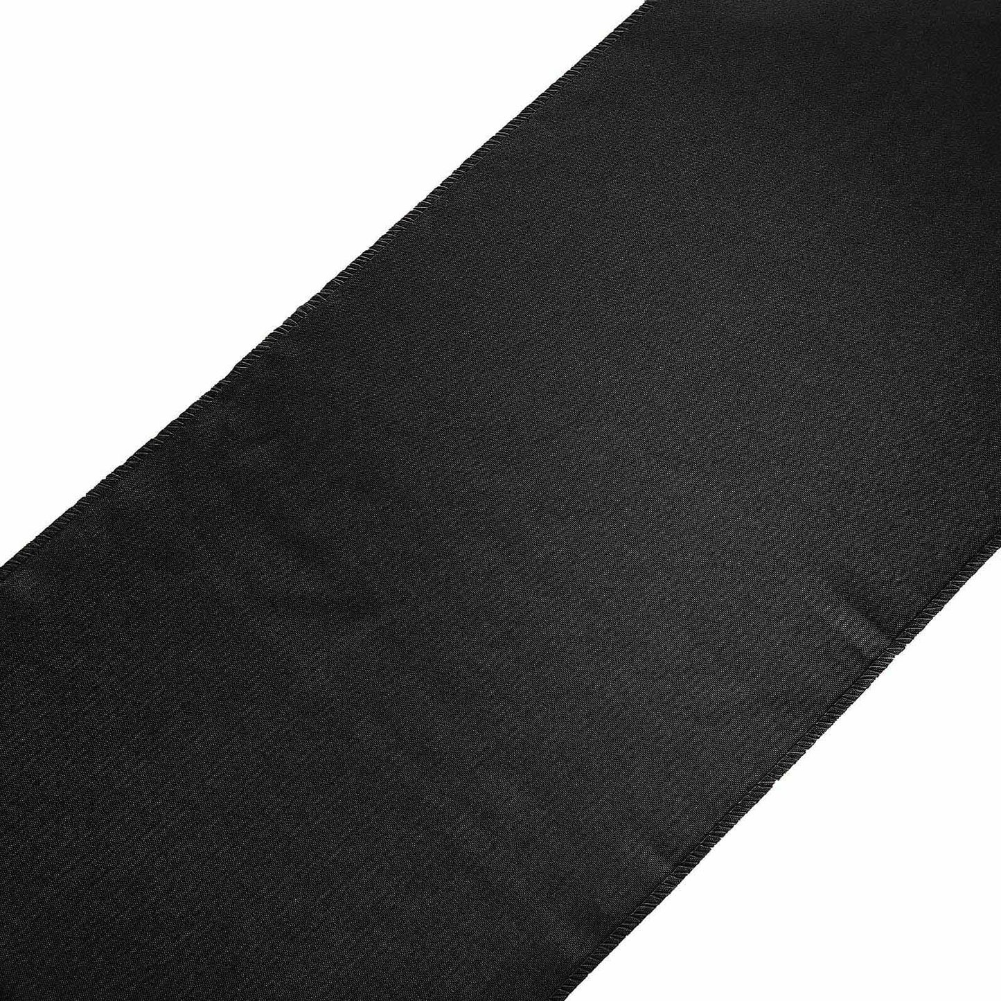 Polyester 12"x108" Table Runner Black - Durable & Wrinkle-Resistant Table Decor