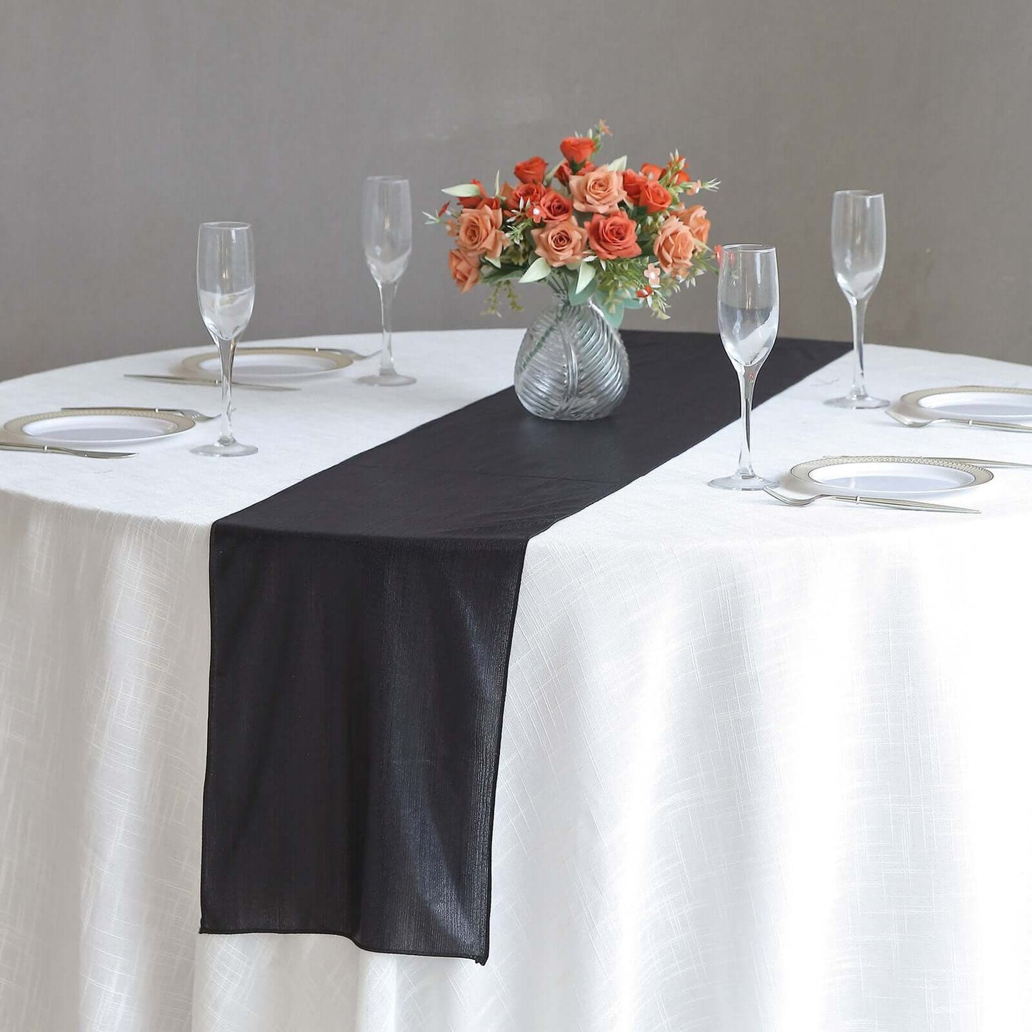 Polyester 12"x108" Table Runner Black Shimmer Sequin Dots - Wrinkle-Free Finish Table Linen