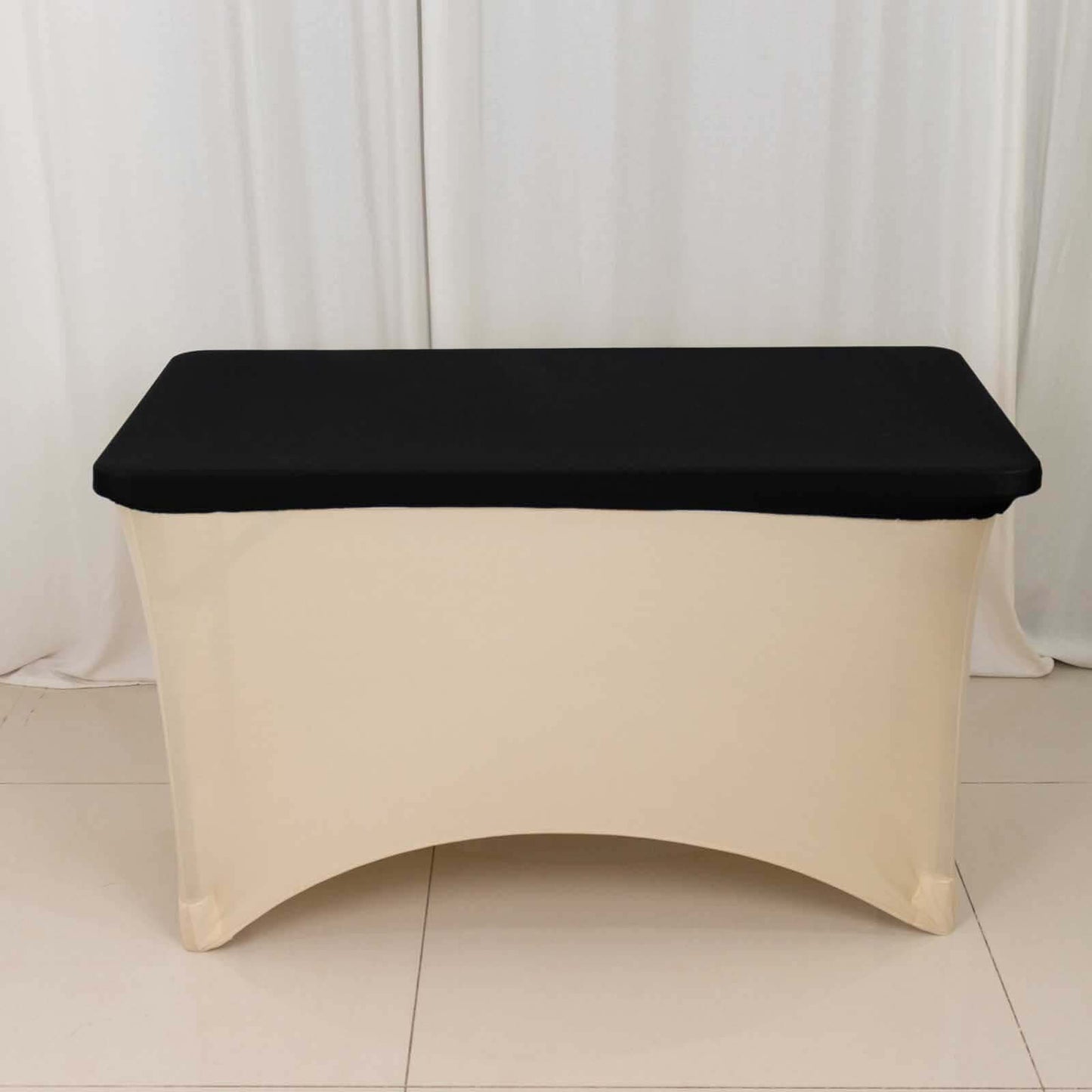 Stretch Spandex 48"x30" Rectangle Tablecloth Top Cover Black - Durable Form-Fitting Table Cover