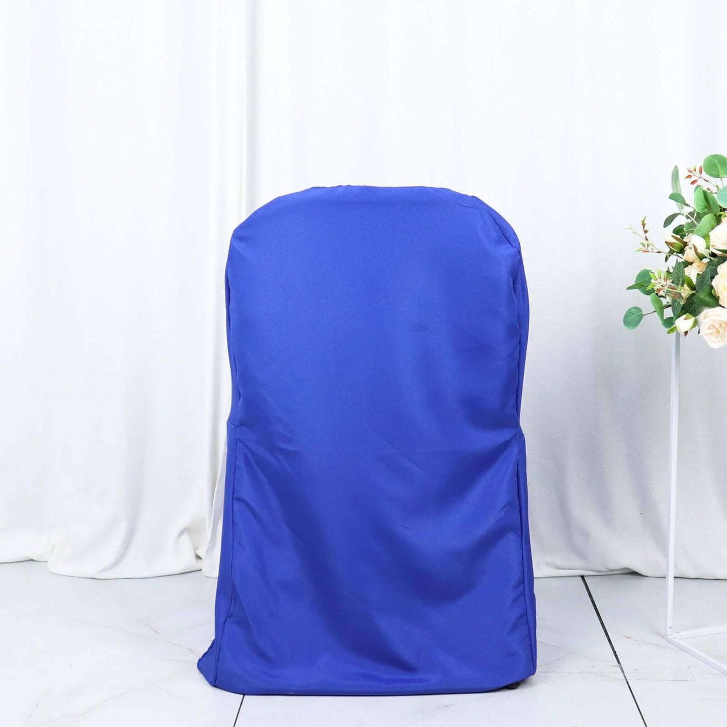 10 Pack Polyester Chair Covers for Folding Chairs Royal Blue - Wrinkle-Free Stain-Resistant Slip-On Slipcovers
