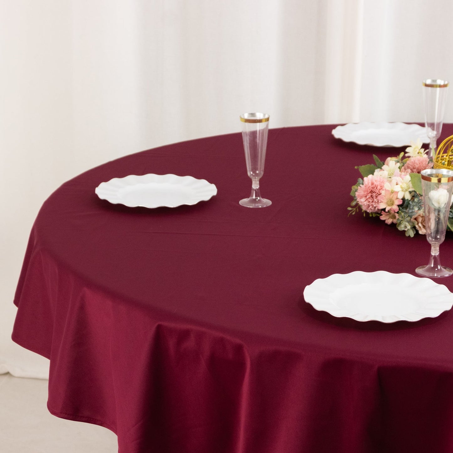 Scuba Round 70" Tablecloth Burgundy - Wrinkle Free & Stain Resistant Table Cover