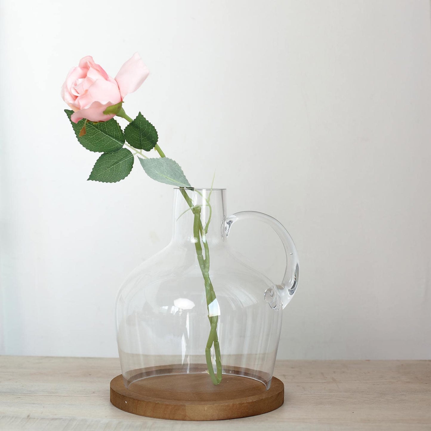 Glass Candle Holder Cloche Jar Dome Clear with Wooden Base - Stylish Centerpiece for Floral Displays 10"