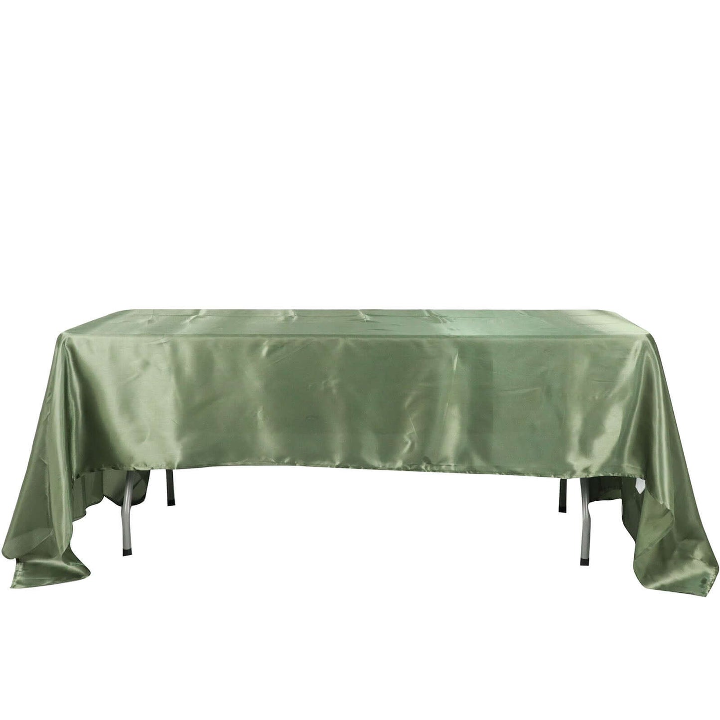 Satin Rectangular 60"x126" Tablecloth Dusty Sage Green - Smooth and Lustrous Table Cover