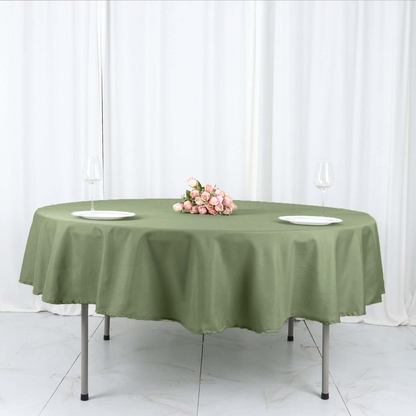 Polyester 90" Round Tablecloth Dusty Sage Green - Stain & Wrinkle-Resistant Table Cover