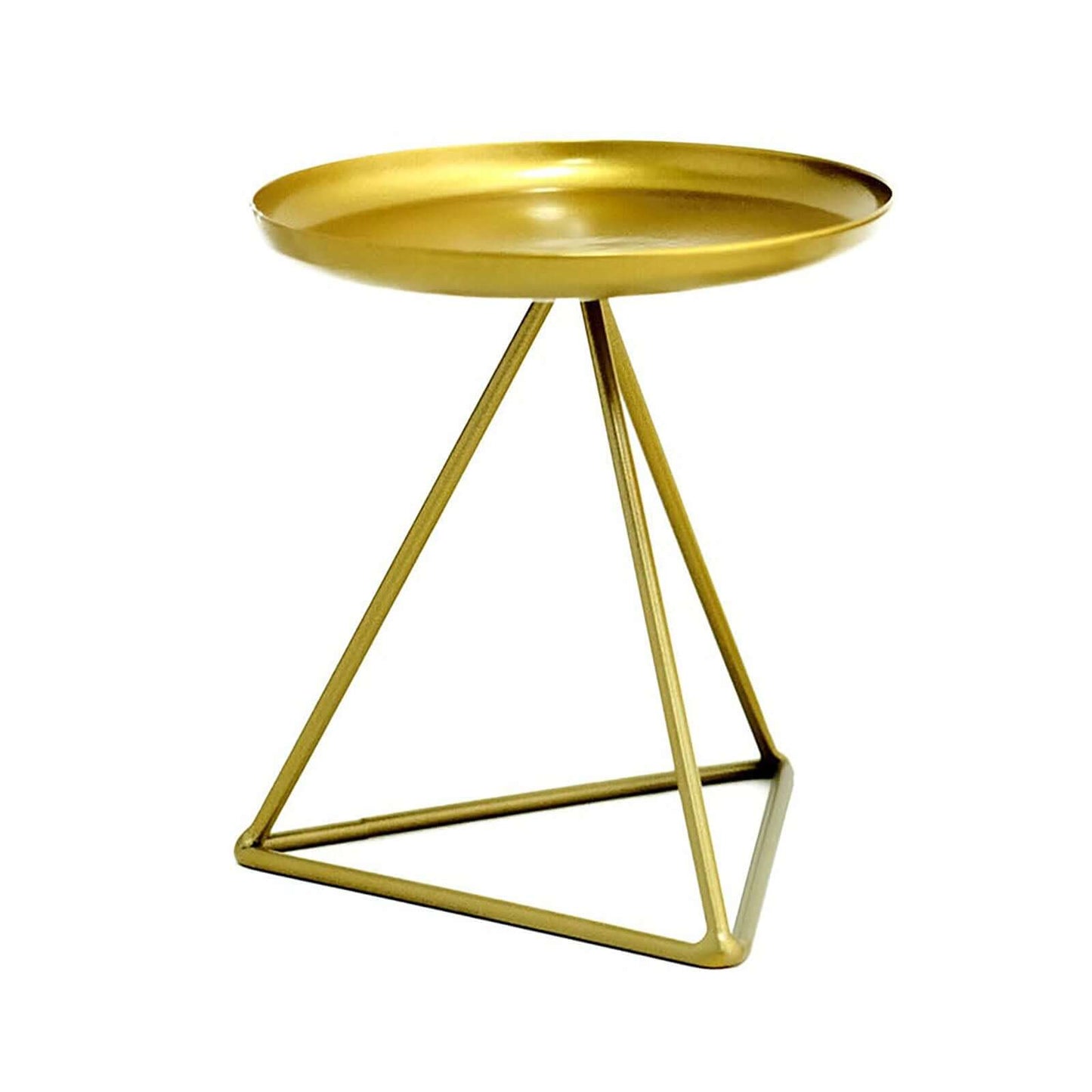 2-Pack Pillar Candle Holders Gold Metal Geometric Triangle Base Design - Decorative Centerpiece 5"