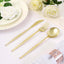 24-Pack Plastic Flatware Set with Sleek Modern Design Gold - Premium Disposable Silverware 8"