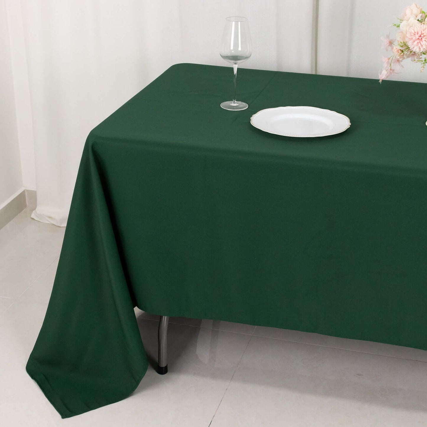 Premium Polyester 60"x126" Rectangle Tablecloth Hunter Emerald Green - Stain-Resistant 220GSM Finish Table Cover