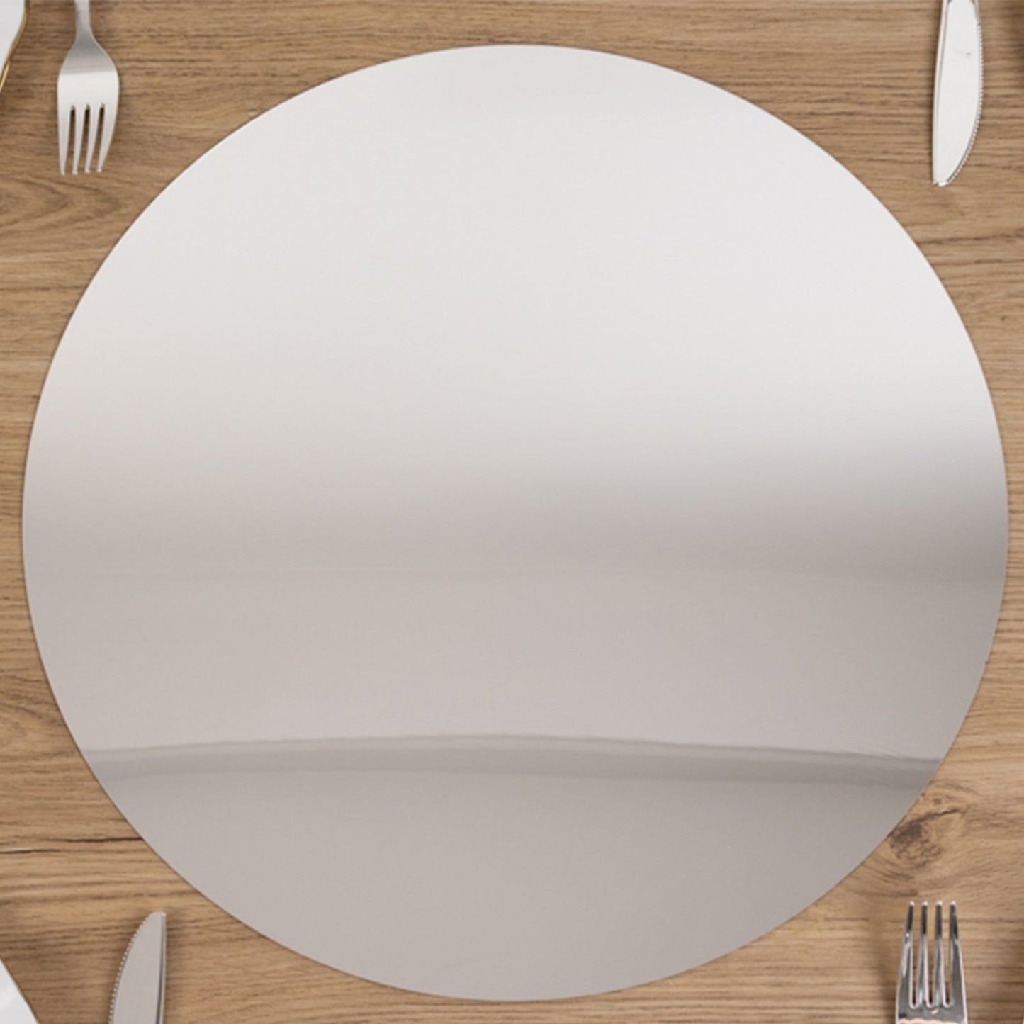 10-Pack Candle Plate Circle Acrylic Mirror Tray Silver Round - Event Display Decor 16"