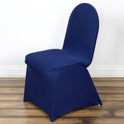 10 Pack Spandex Chair Covers for Banquet Chairs Navy Blue - Durable Reusable Stretch Slip-On Covers