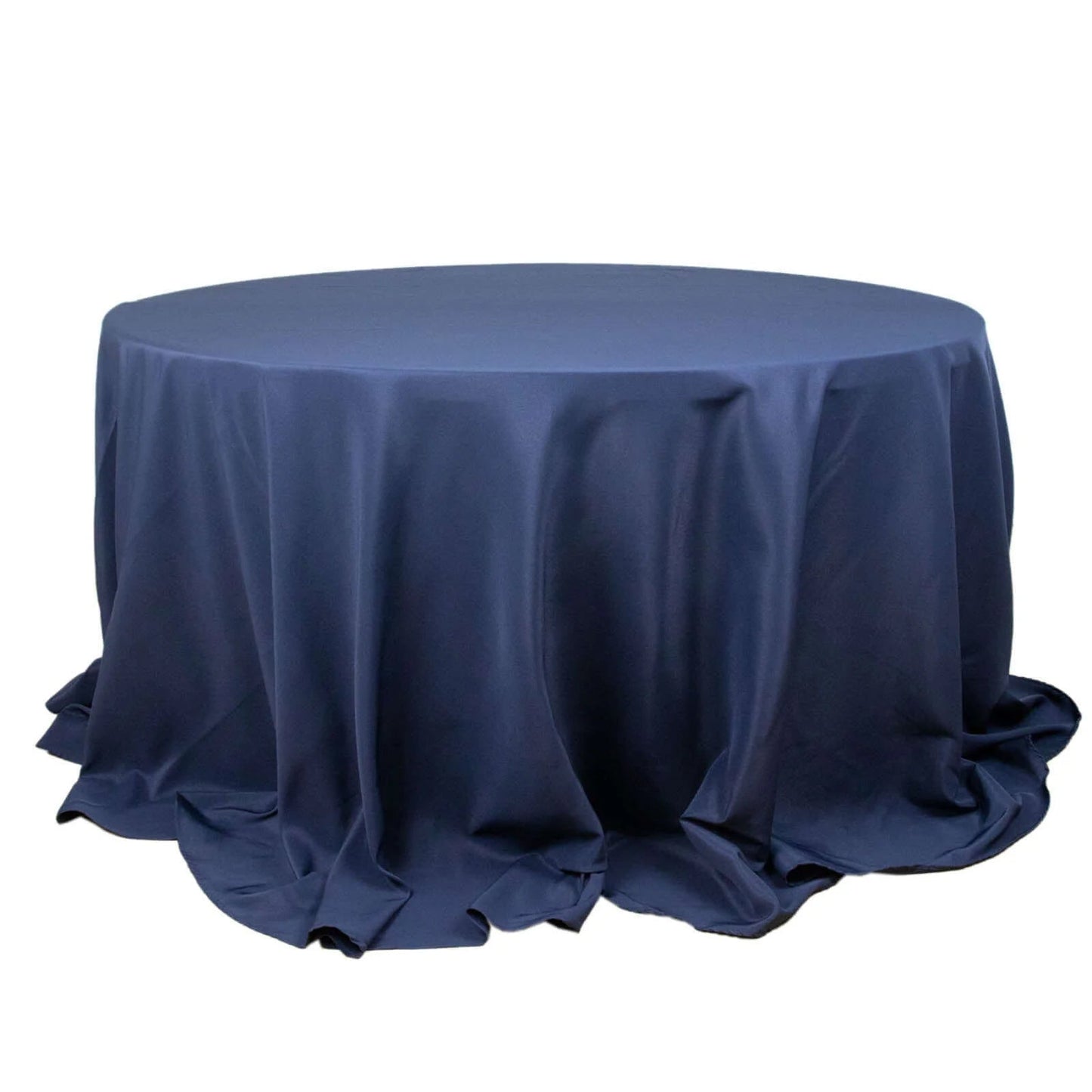 Fire Retardant Premium Polyester 132" Round Tablecloth Navy Blue - High-Performance Seamless Table Cover