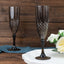6-Pack Plastic Wedding Toast Flutes Black Transparent Crystal Cut Style - Reusable Champagne Glasses 8oz