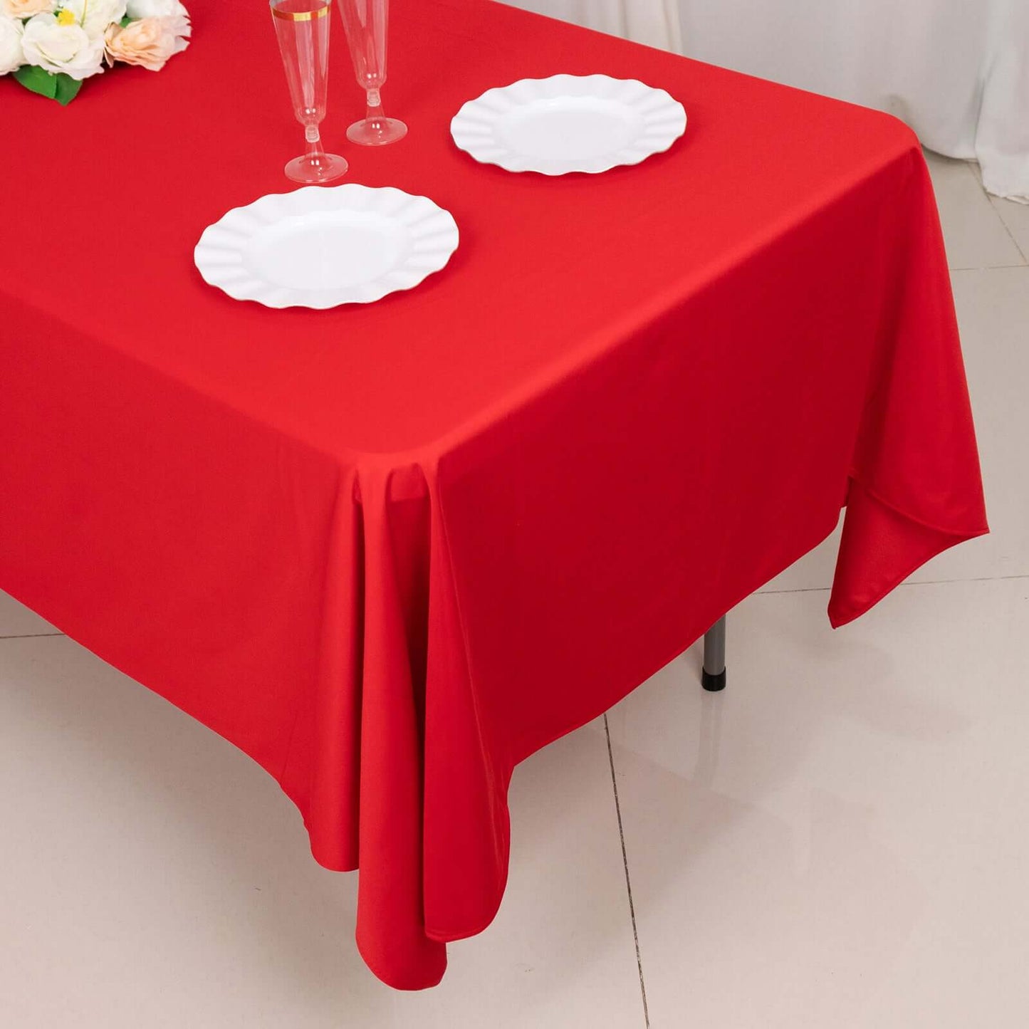 Scuba Rectangular 60"x102" Tablecloth Red - Wrinkle Free & Stain Resistant Table Cover