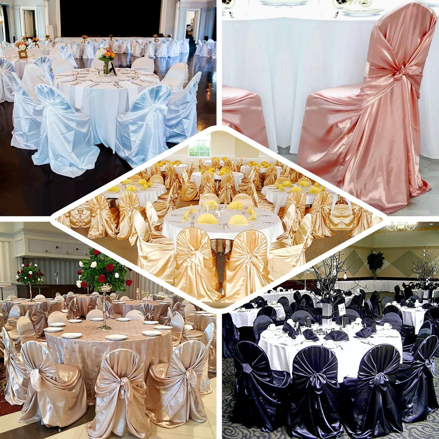 Satin Chair Cover Self-Tie Universal Design Red - Durable Slip-On Cover for Folding, Dining, Banquet & Standard Chairs