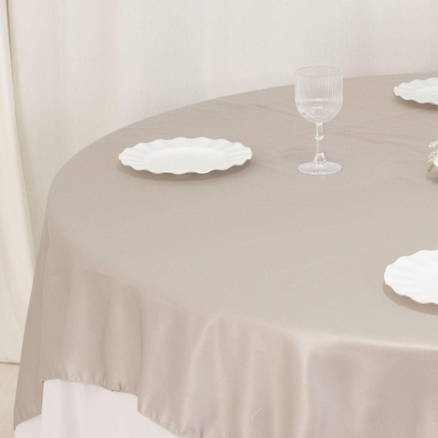 Lamour Satin 72"x72" Table Overlay Square Tablecloth Silver - Smooth Finish Table Topper