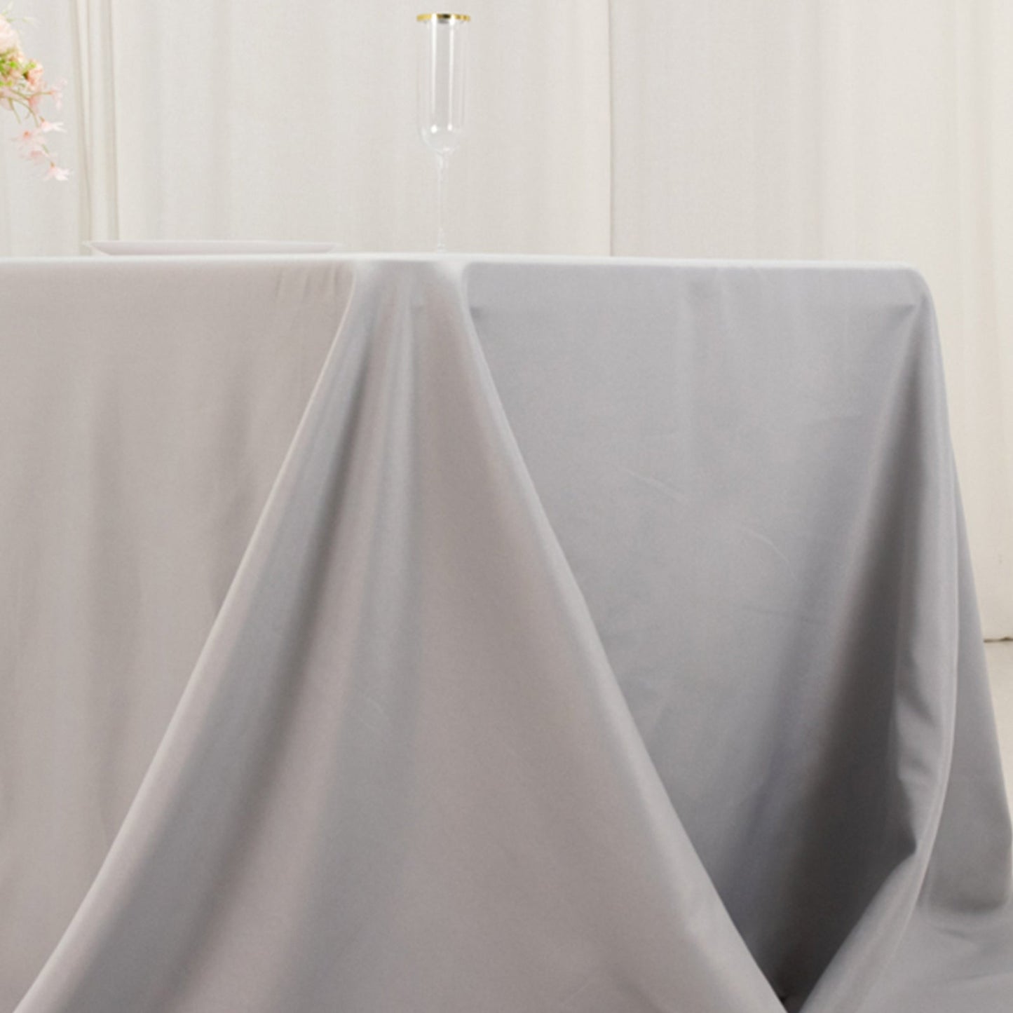 Premium Polyester 90"x156" Rectangle Tablecloth Silver - Seamless 220GSM Stain-Resistant Table Cover