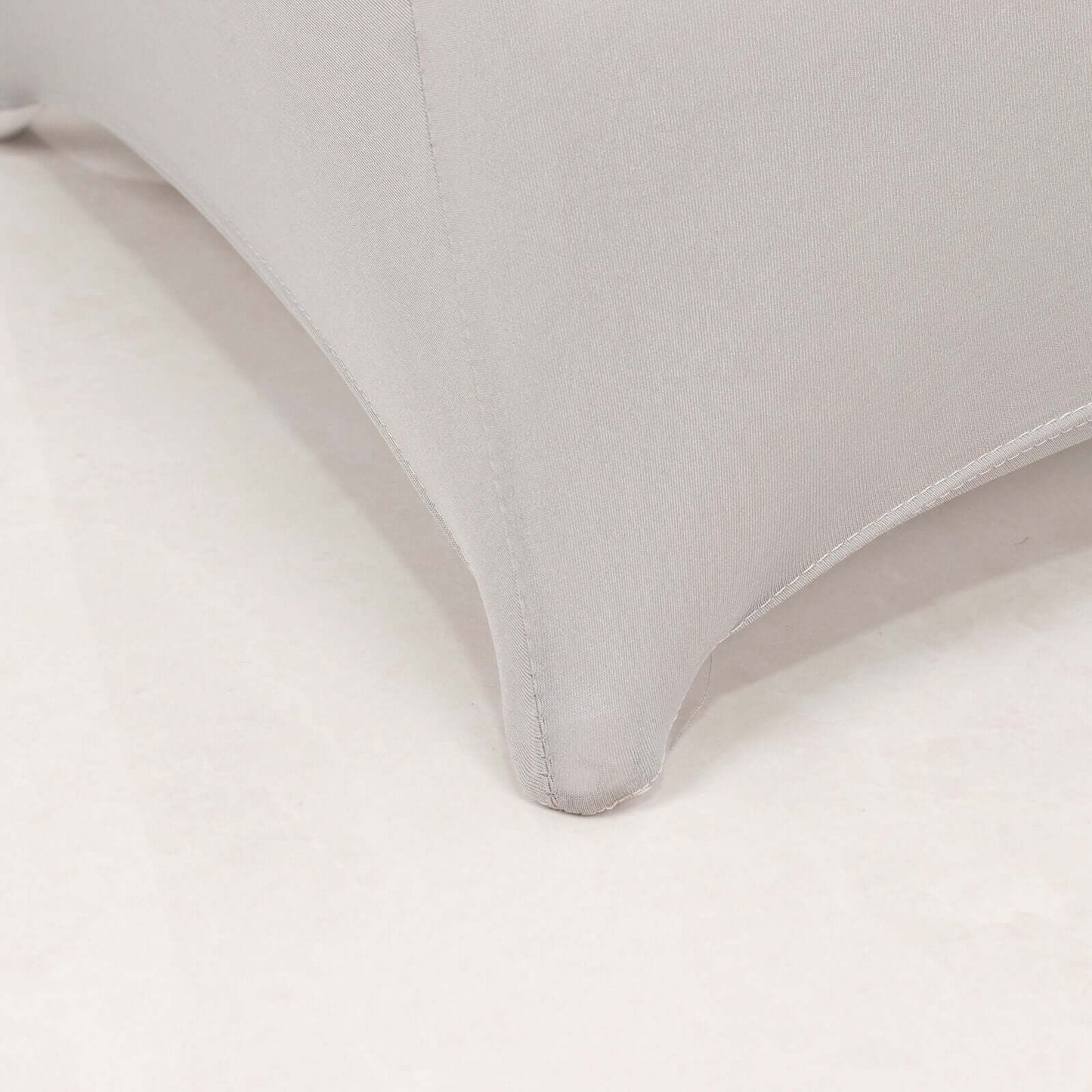 Stretch Spandex Chair Cover Silver for Folding Chairs - Secure Fit Slipcover with Silver Rhinestone Buckled Sash Band