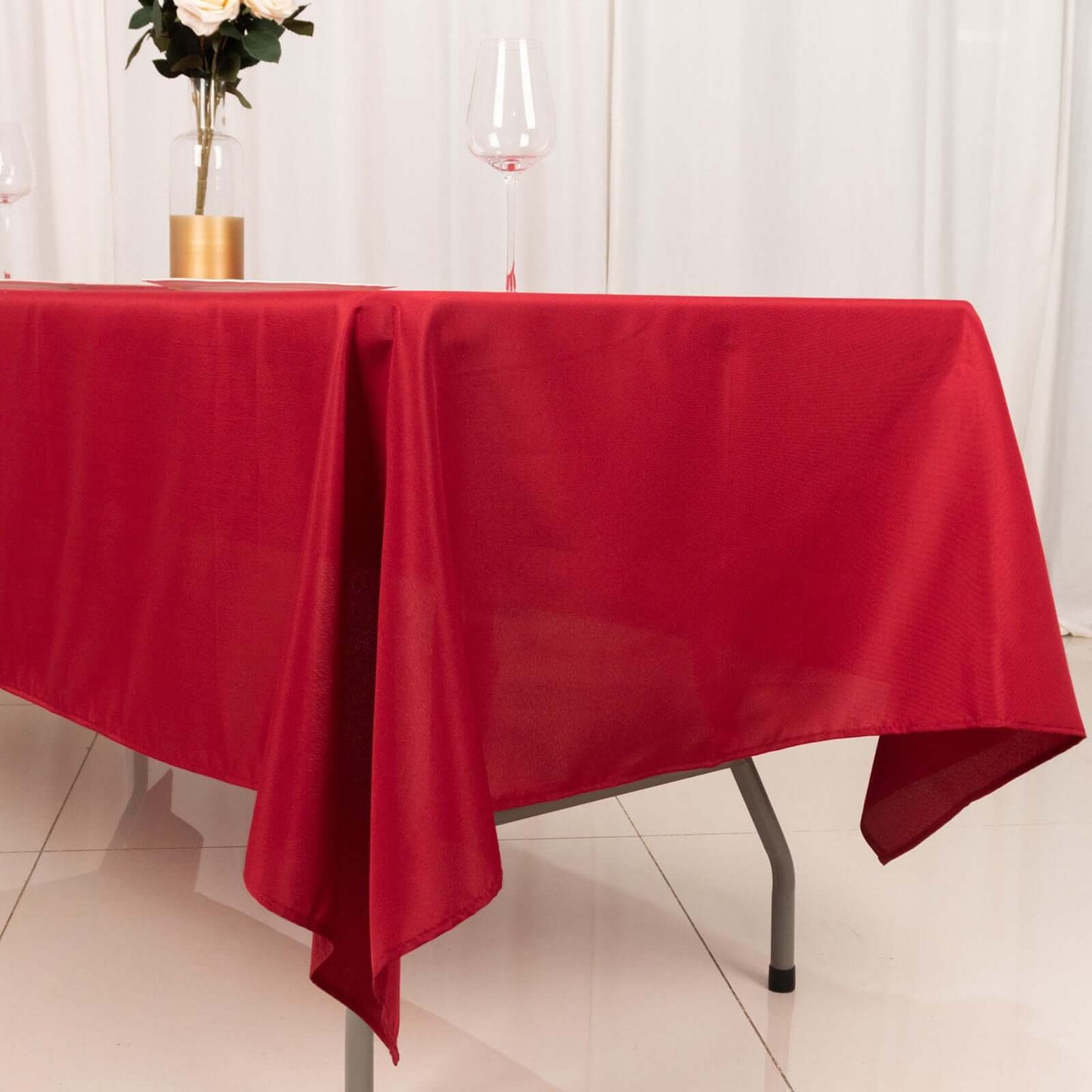 Polyester 60"x102" Rectangle Tablecloth Wine - Durable and Stylish Table Cover