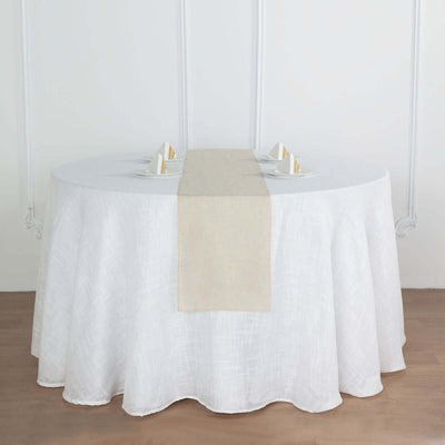 Faux Linen 12"x108" Table Runner Beige - Slubby Textured & Wrinkle Resistant Table Decor