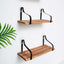 3 Pack Wood Metal Floating Wall Shelves Wall Mounted Shelf Set Decor