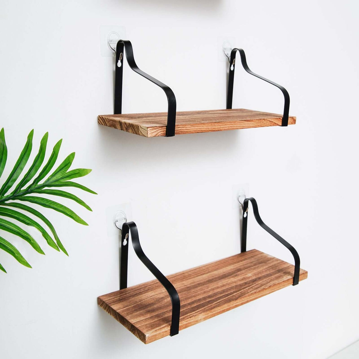 3 Pack Wood Metal Floating Wall Shelves Wall Mounted Shelf Set Decor