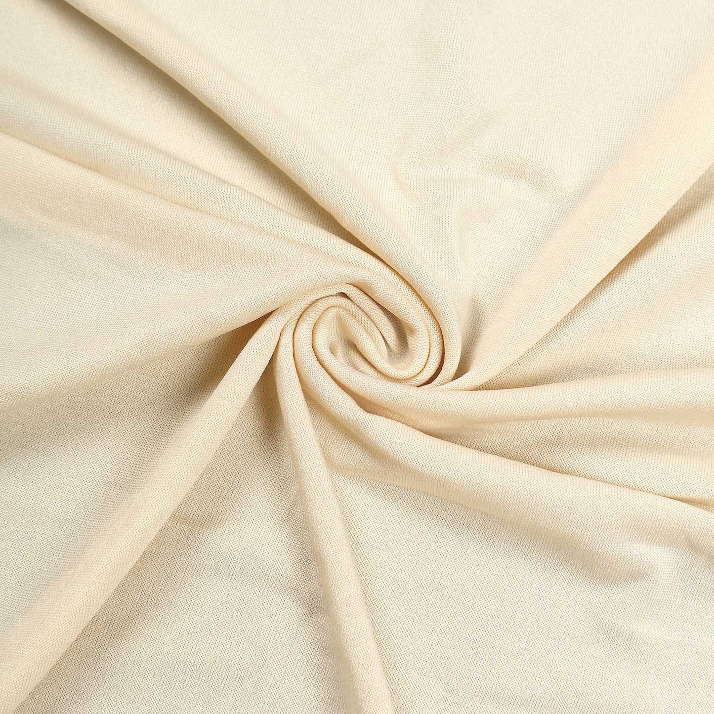 Spandex 30" Round Cocktail Table Cover Skirt Beige With Natural Wavy Drapes