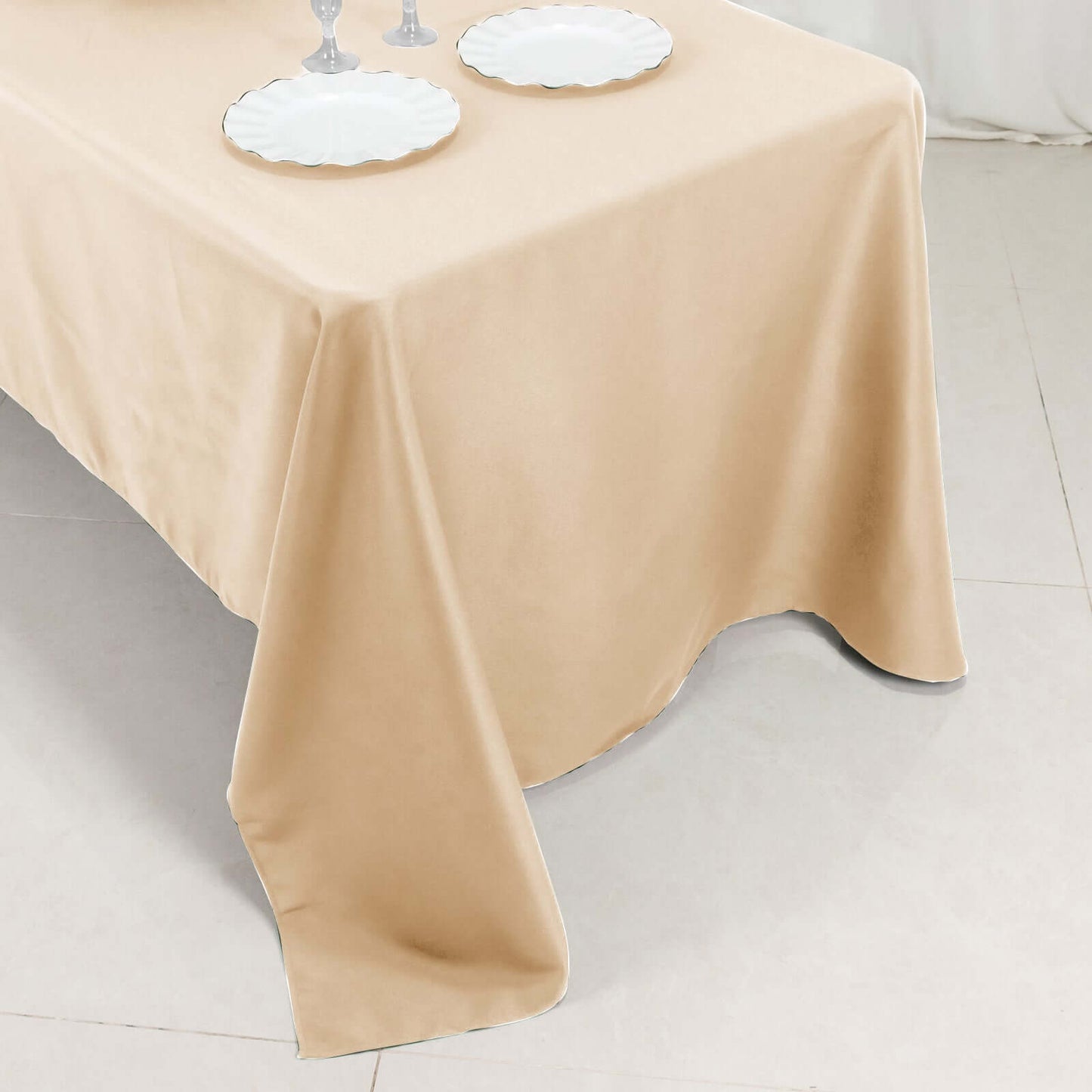 Premium Polyester 60"x126" Rectangle Tablecloth Beige - Stain-Resistant 220GSM Finish Table Cover