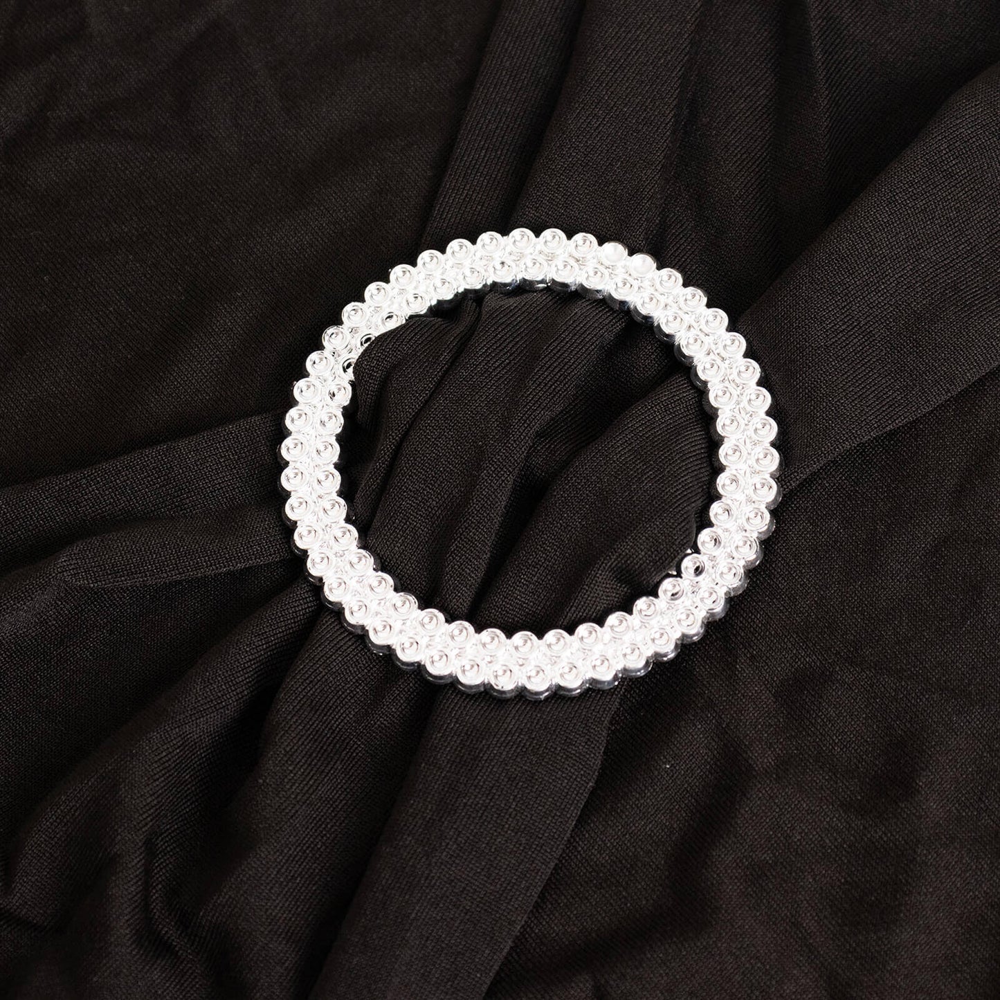 Stretch Spandex Chair Cover Black for Folding Chairs - Enhanced Style & Secure Fit Slipcover with Stunning Silver Rhinestone Buckled Sash Band