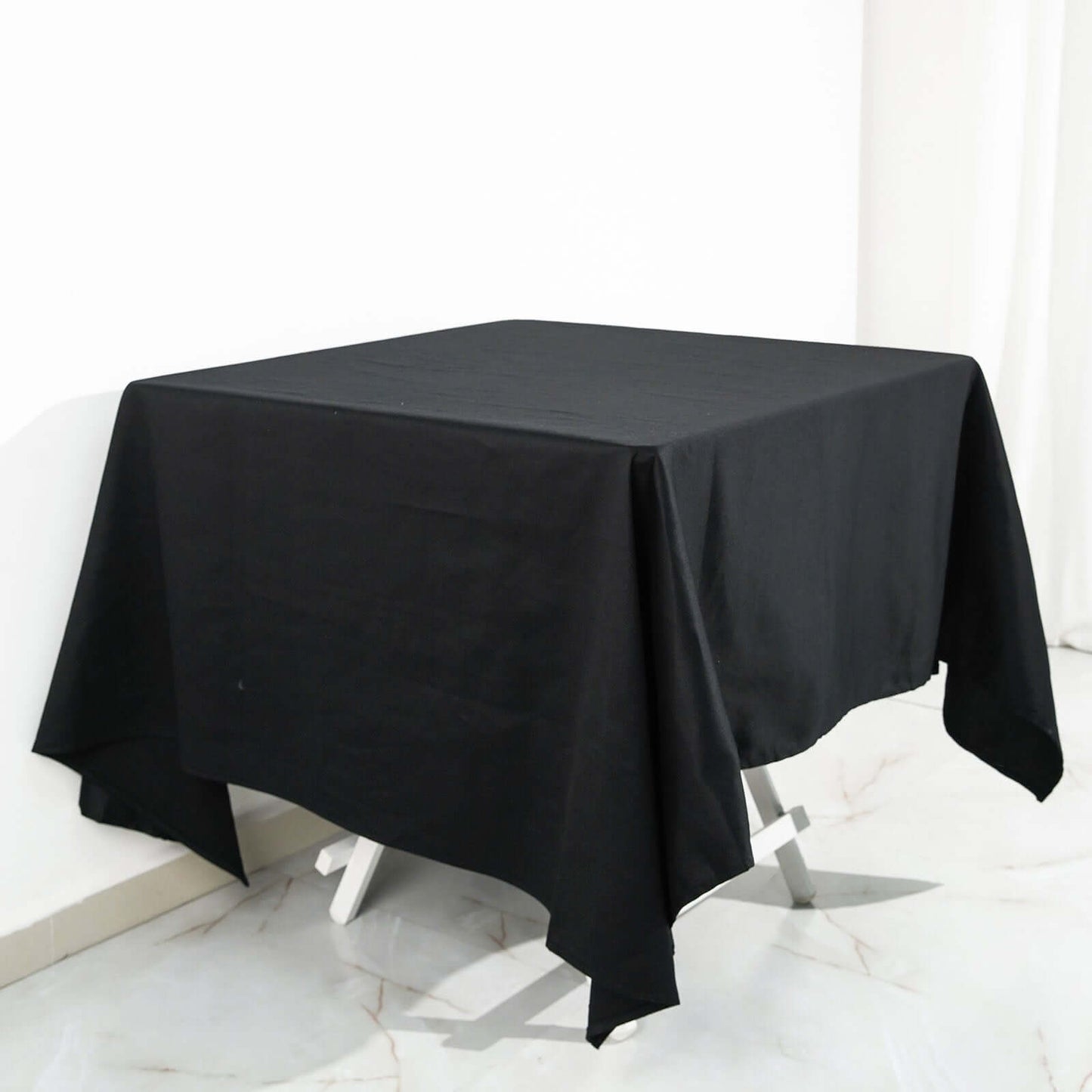 100% Cotton 70"x70" Square Tablecloth Black Linen - Soft & Breathable Fabric Table Cover