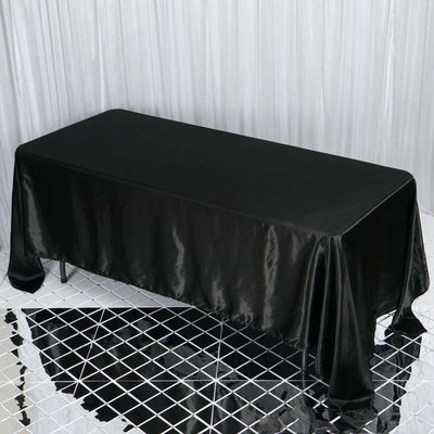 Satin Rectangular 72"x120" Tablecloth Black - Smooth & Easy to Maintain Table Cover
