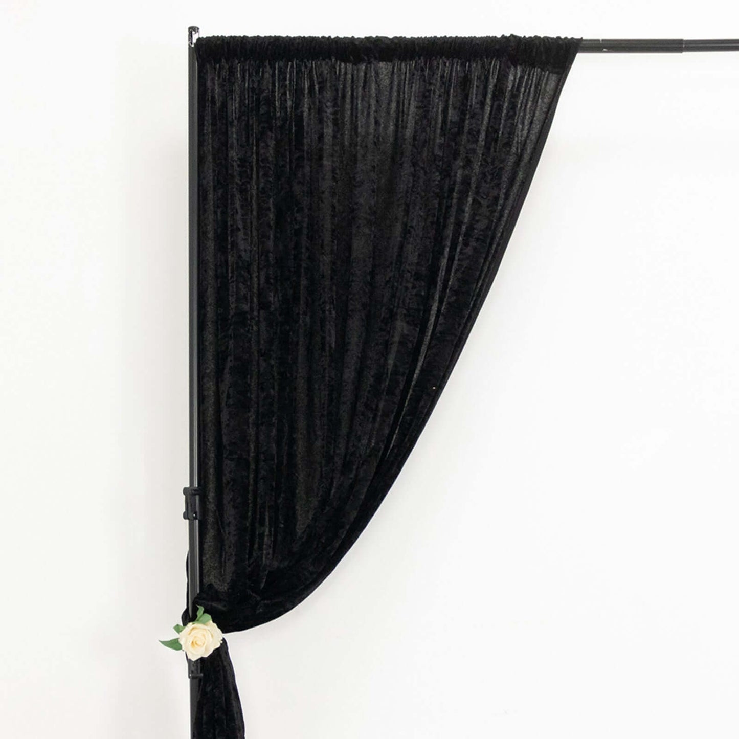 Black Crushed Velvet Backdrop Curtain â€“ 8ft x 8ft Event Drape with Rod Pocket, Privacy Panel for Photo Booths & Events