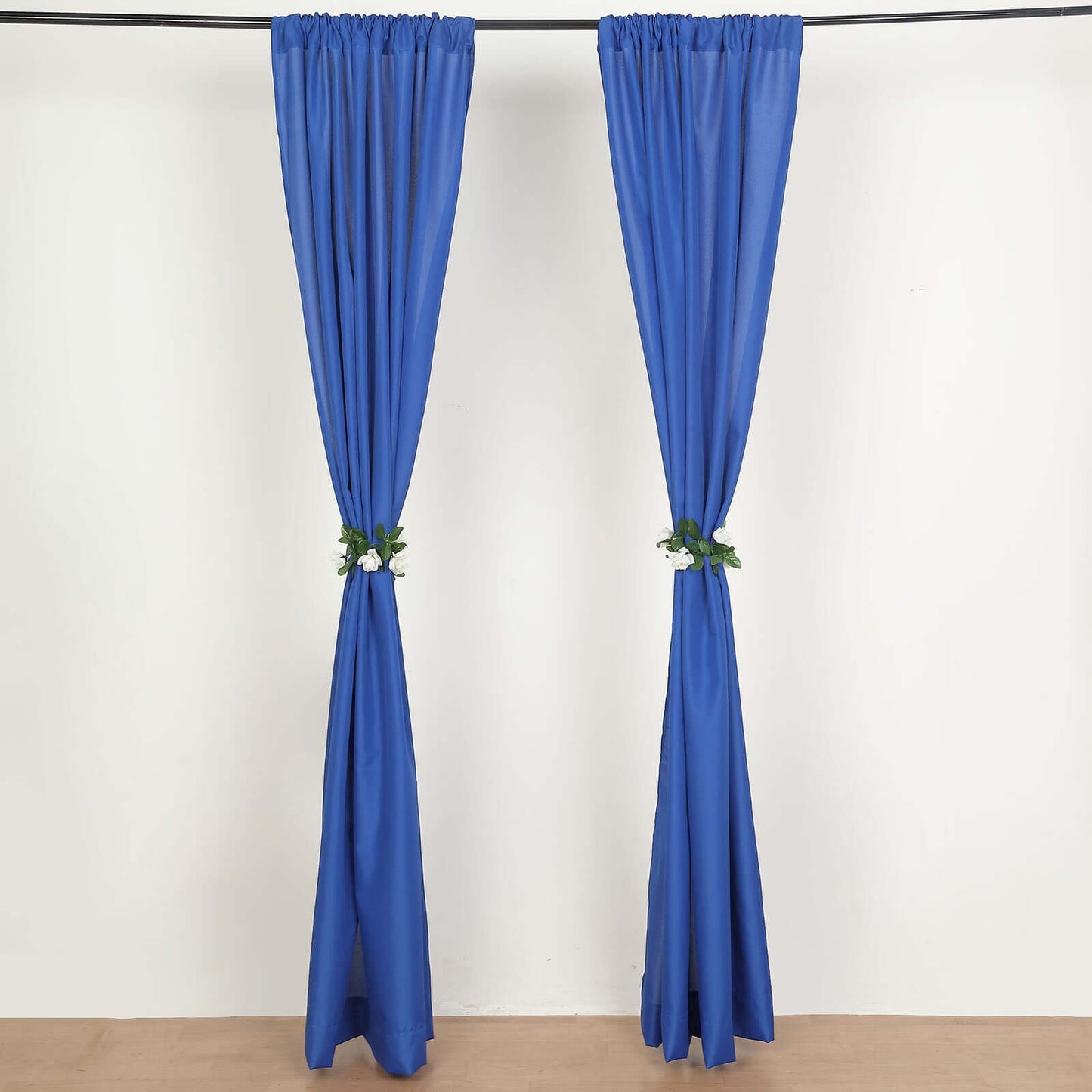 2 Pack Royal Blue Polyester Event Curtain Drapes, 10ftx8ft Backdrop Event Panels With Rod Pockets 130 GSM