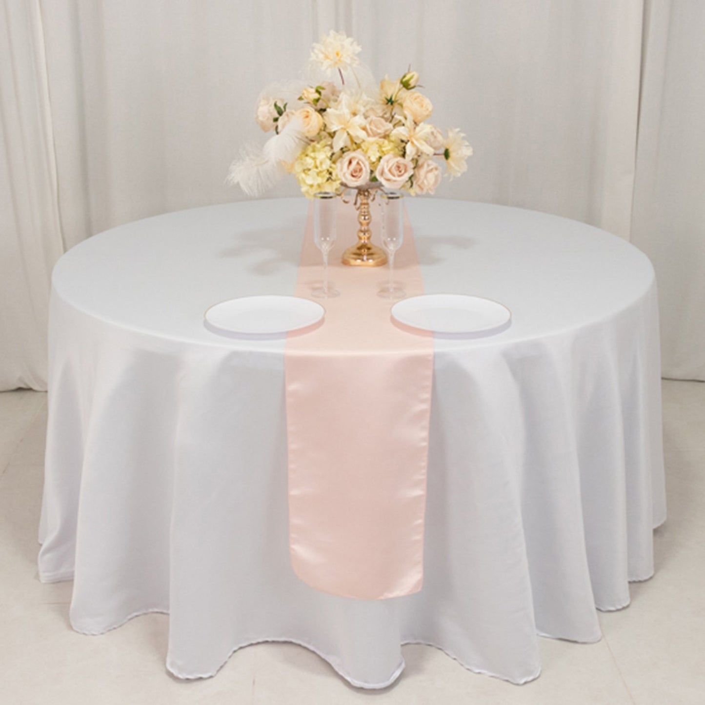 Lamour Satin 12"x108" Table Runner Blush - Smooth & Lustrous Finish