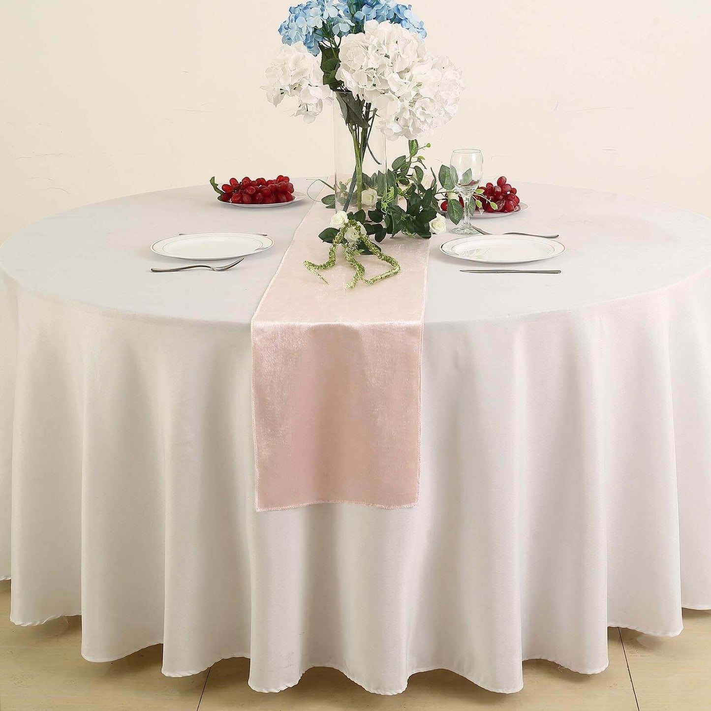 Premium Velvet 12"x108" Table Runner Blush - Sheen Finish Reusable Table Decor