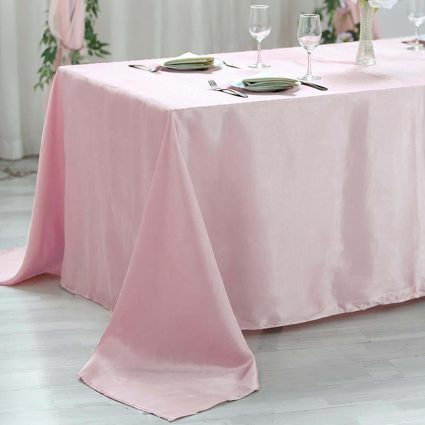 Satin Rectangular 60"x102" Tablecloth Blush - Smooth and Lustrous Table Cover