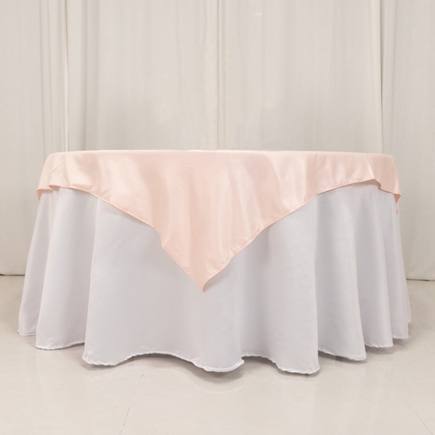 Lamour Satin 54"x54" Table Overlay Square Tablecloth Blush - Durable & Silk-Like Table Cover
