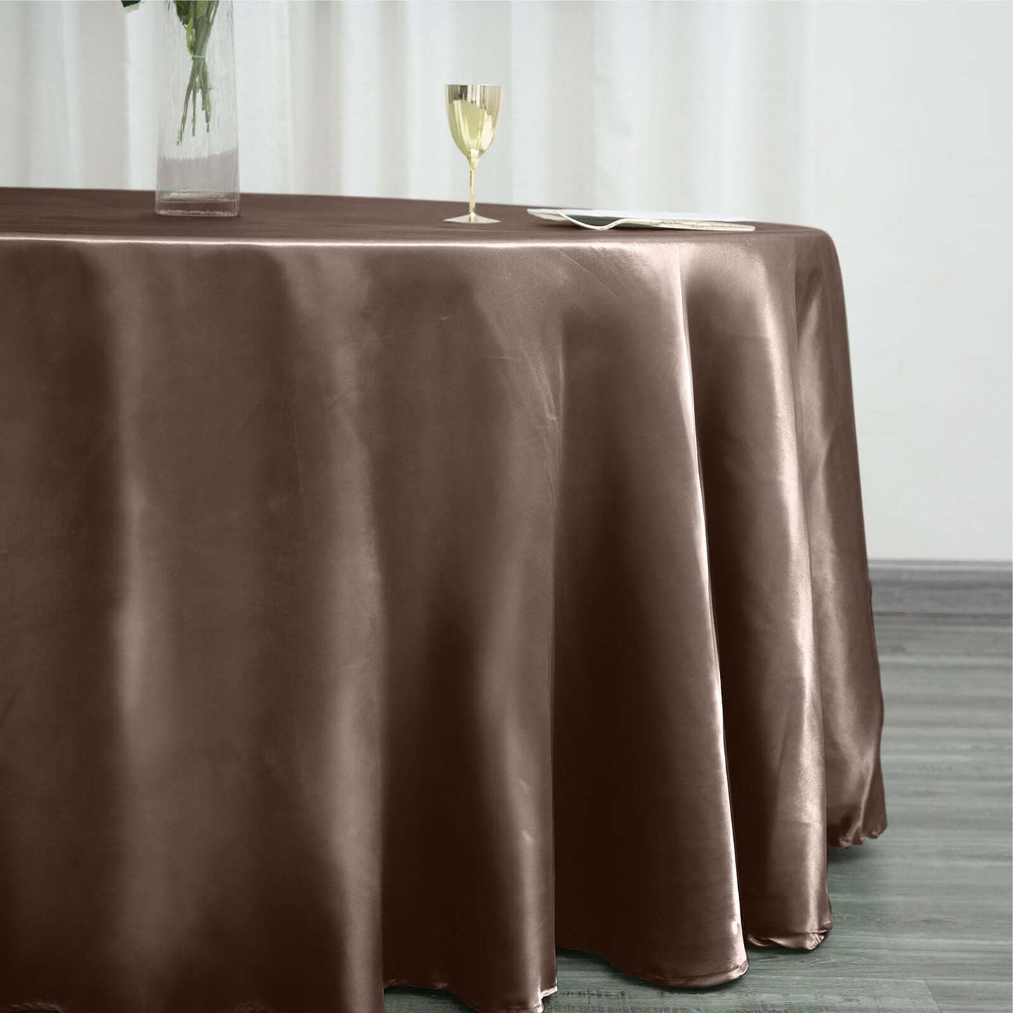 Satin 120" Round Tablecloth Chocolate - Stylish Seamless Table Cover