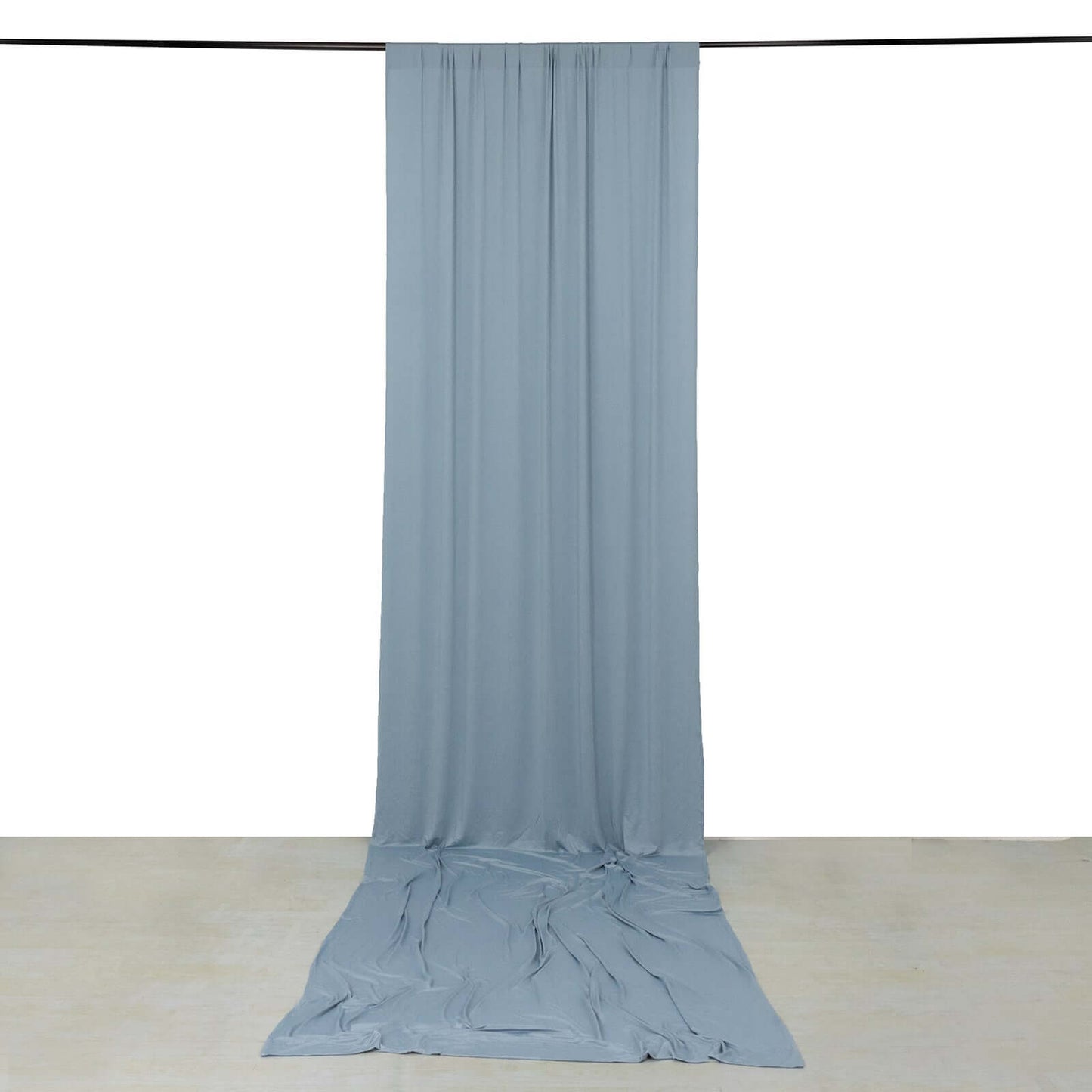 Dusty Blue 4-Way Stretch Spandex Event Curtain Drapes, Wrinkle Free Backdrop Event Panel with Rod Pockets - 5ftx16ft