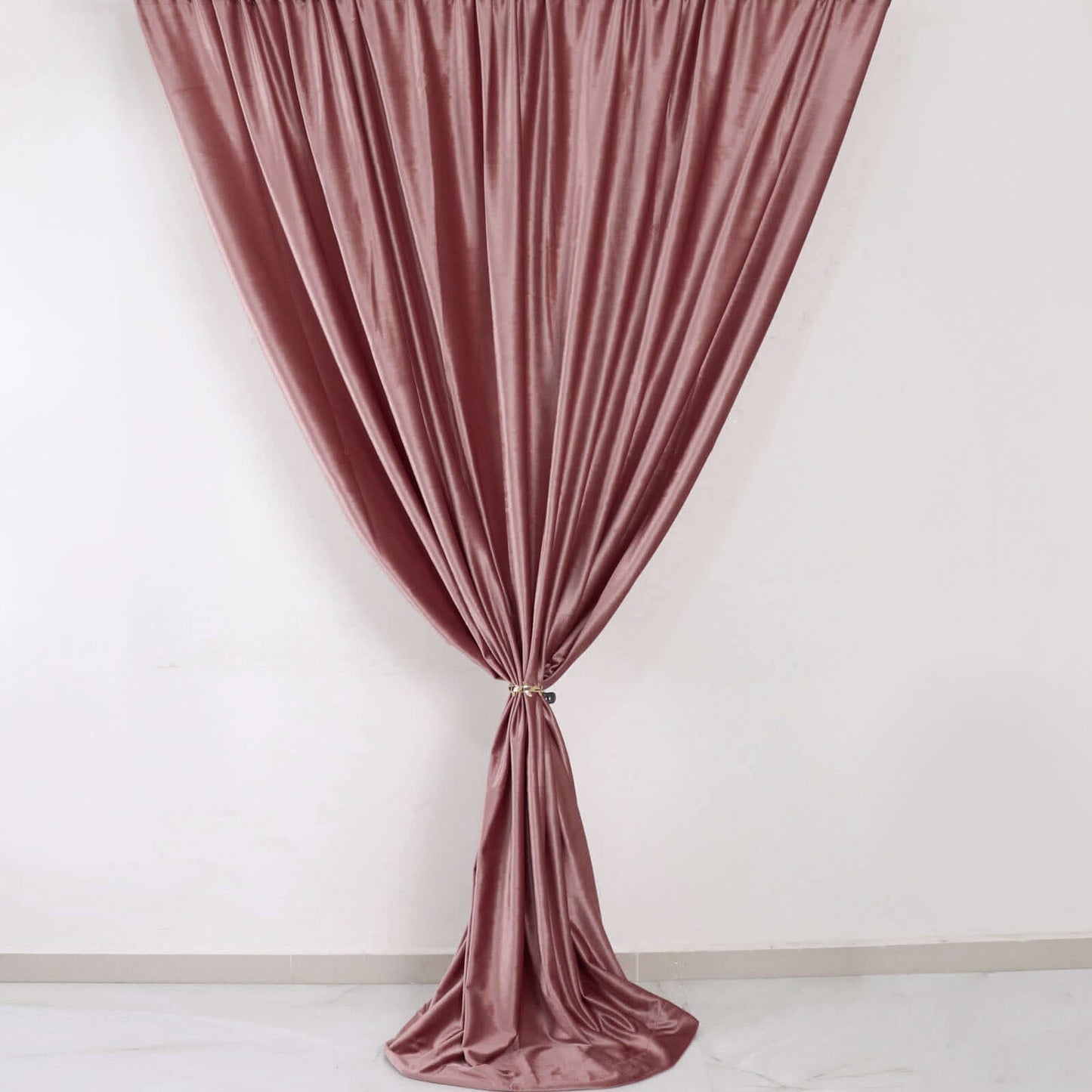Dusty Rose Crushed Velvet Backdrop Curtain â€“ 8ft x 8ft Event Drape with Rod Pocket, Privacy Panel for Photo Booths & Events