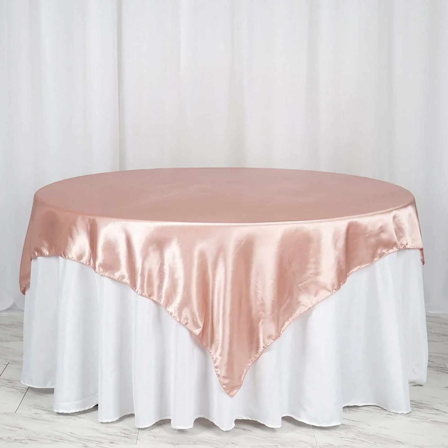 Satin 72"x72" Table Overlay Square Tablecloth Dusty Rose - Smooth Finish Table Cover