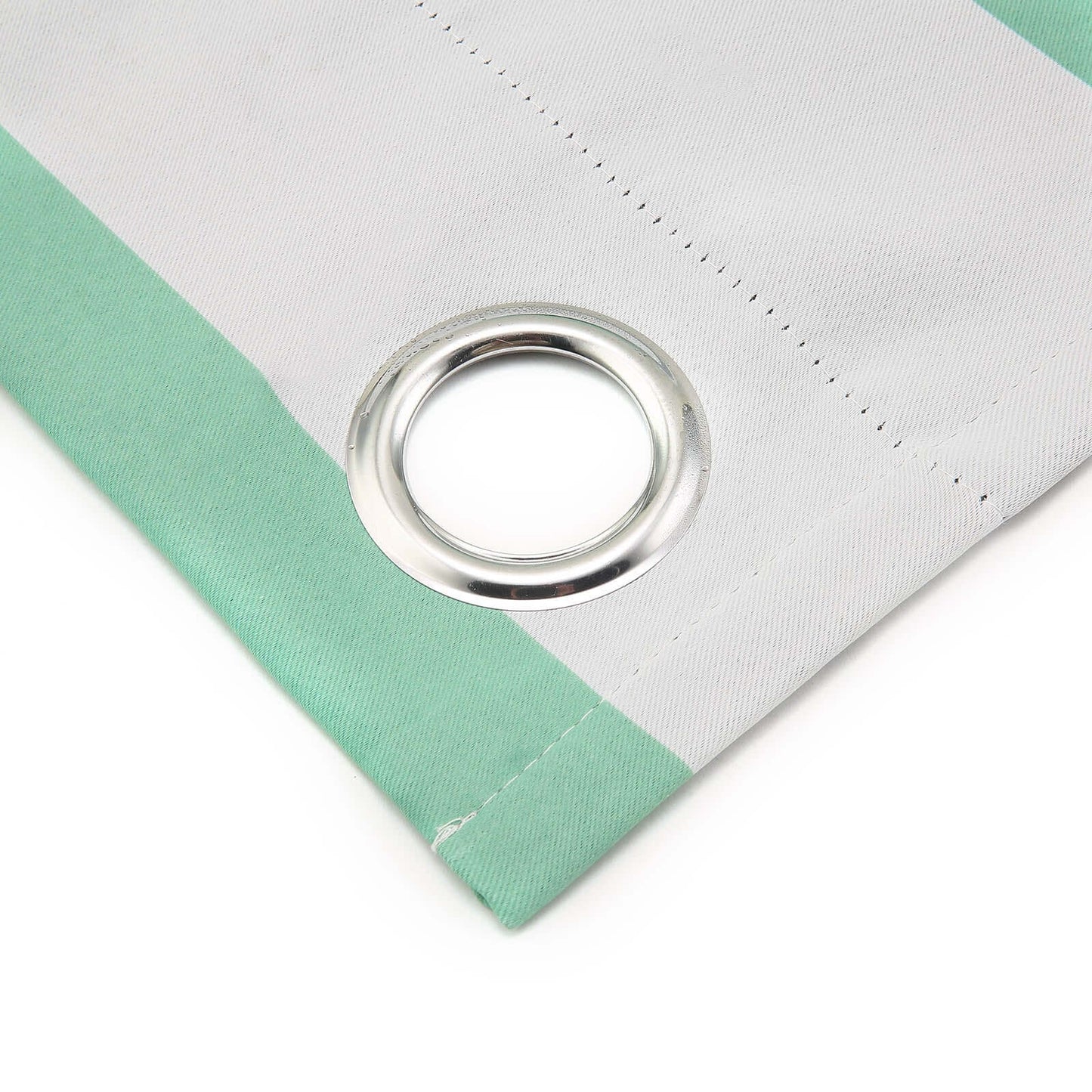 2 Pack White Mint Cabana Stripe Thermal Blackout Window Curtain Grommet Panels, Noise Canceling Curtains - 52"x64"