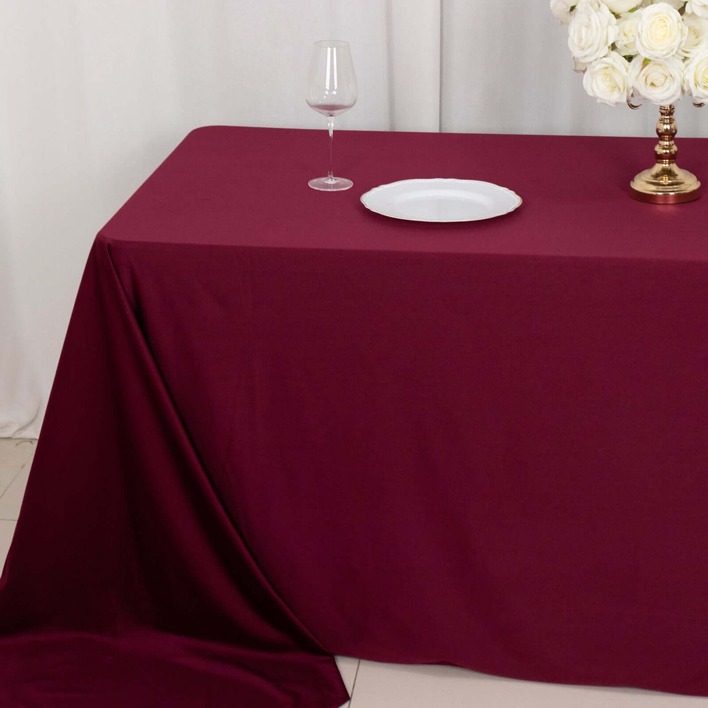 Scuba Rectangular 90"x156" Tablecloth Burgundy - Wrinkle Free, Stain Resistant & Seamless Table Cover
