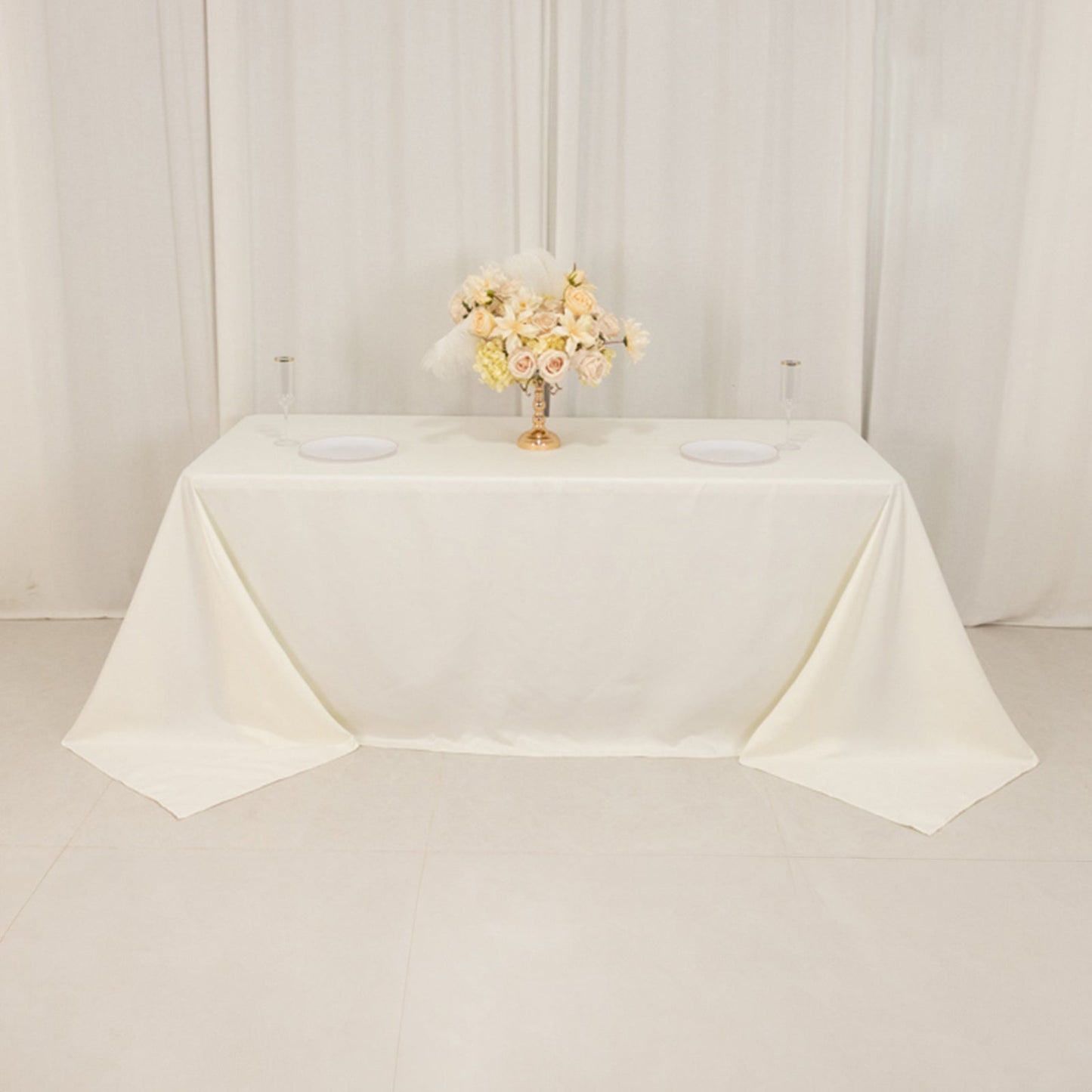 Cotton Blend 90"x132" Rectangle Tablecloth Ivory - Seamless Wrinkle-Resistant Table Cover