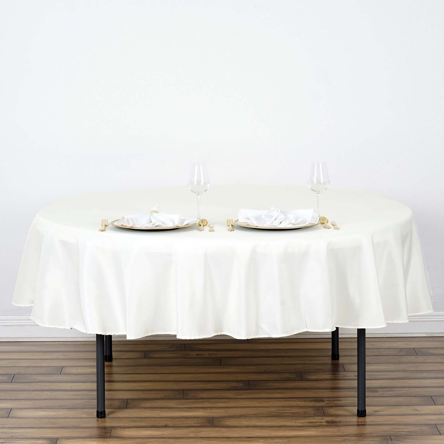 Polyester 90" Round Tablecloth Ivory - Stain & Wrinkle-Resistant Table Cover