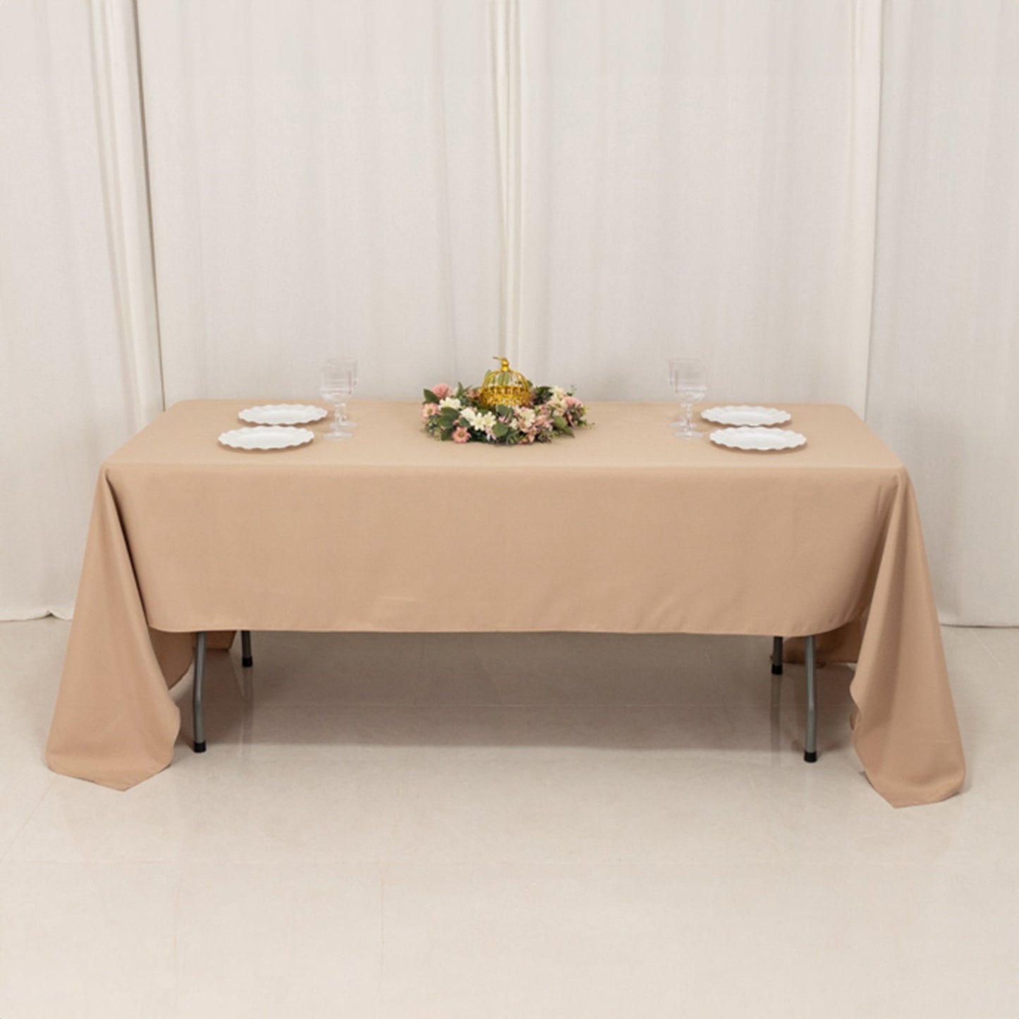 Premium Polyester 60"x126" Rectangle Tablecloth Nude - Stain-Resistant 220GSM Finish Table Cover
