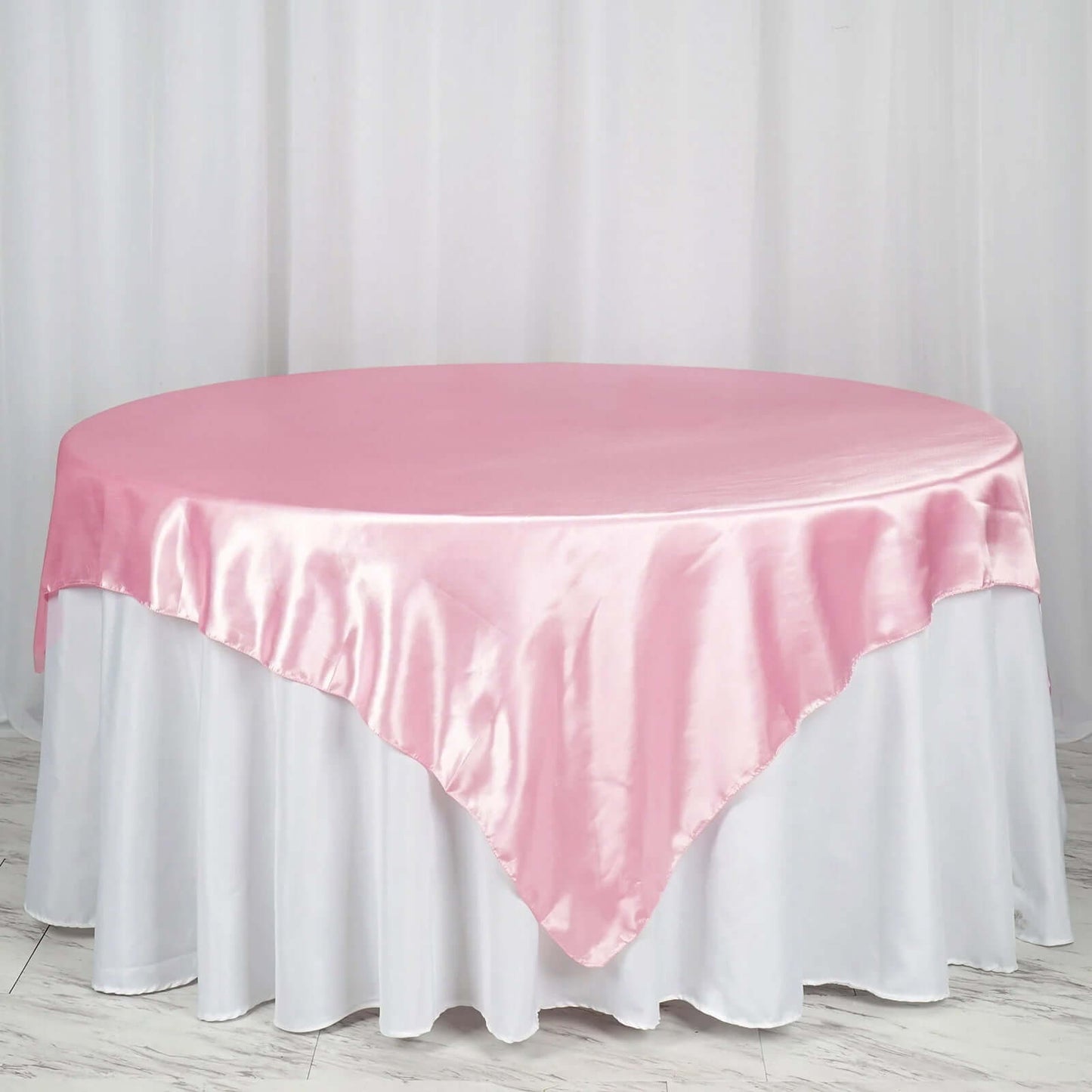 Satin 72"x72" Table Overlay Square Tablecloth Pink - Smooth Finish Table Cover