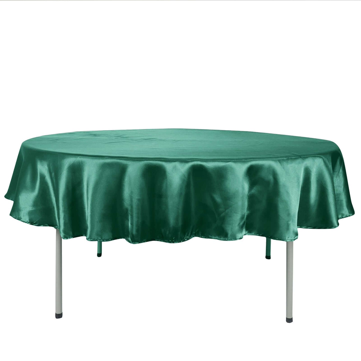 Satin 90" Round Tablecloth Hunter Emerald Green - Smooth and Lustrous Table Cover