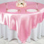 Satin 90"x90" Table Overlay Square Tablecloth Pink - Smooth Finish Table Topper