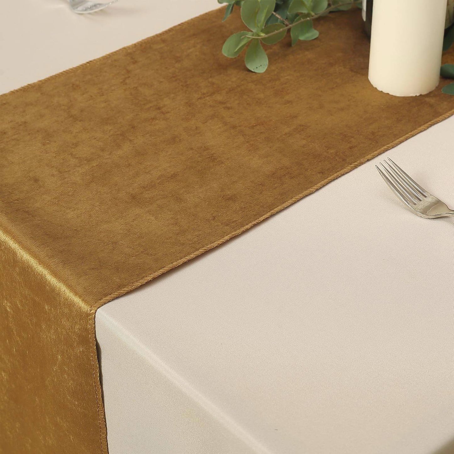 Premium Velvet 12"x108" Table Runner Gold - Sheen Finish & Reusable Table Decor for Weddings & Events